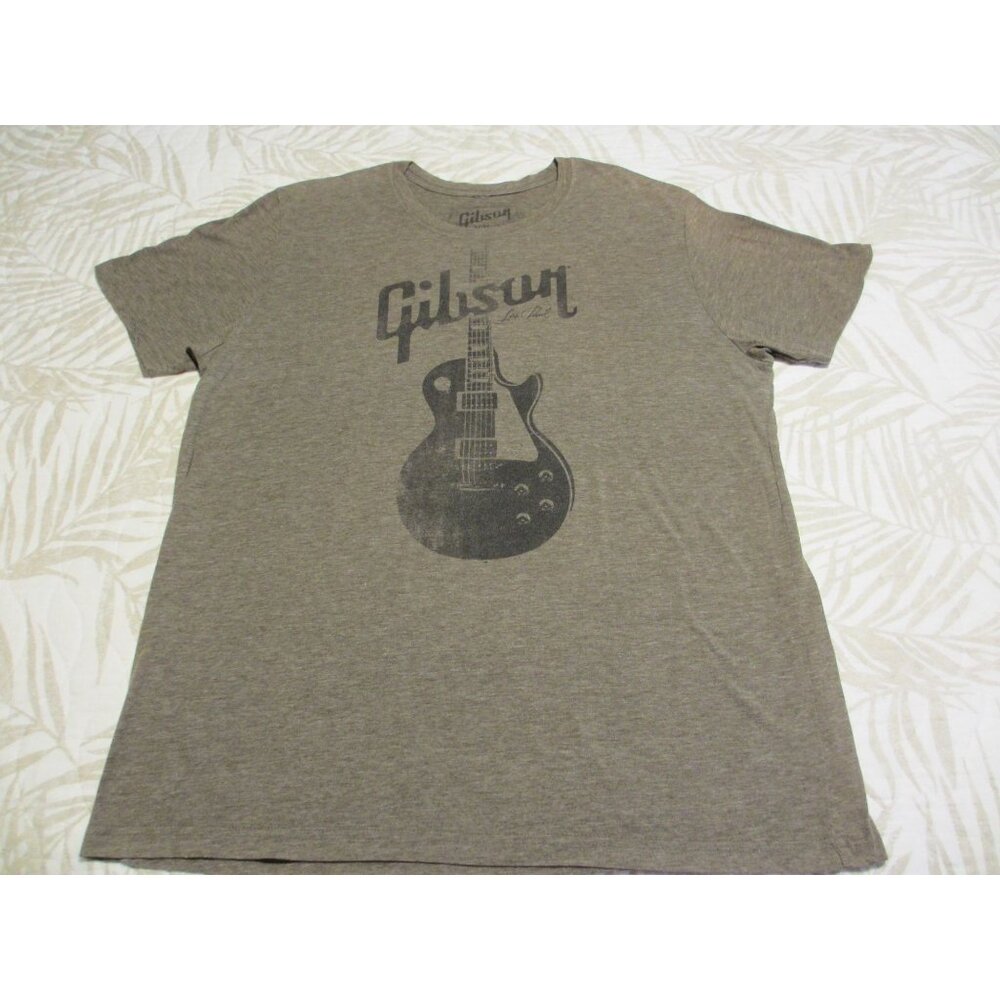 Gibson Heather Brown Graphic T-Shirt Extra Large 85% Cotton 15% Polyester Guitar